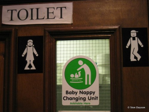 Toilet sign in Foyles, London